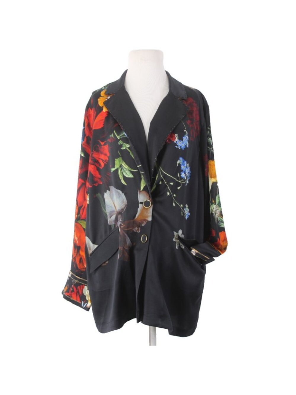 Camilla Blazer Jacket Sz XS/S Black Red 'Still Life' Floral 100% Silk Jacket - Picture 2 of 12